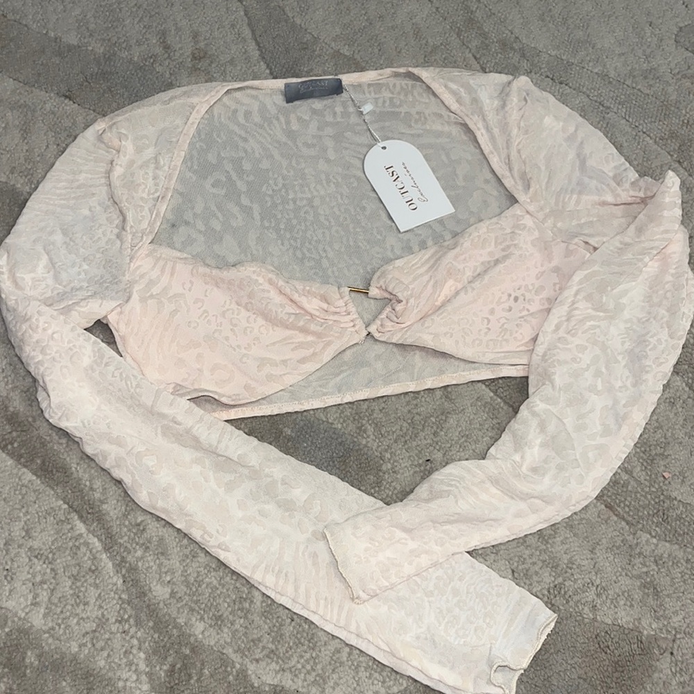 OUTCAST nude animal print crop top